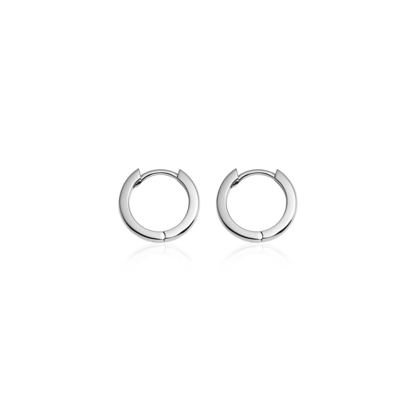 Sterling Silver Huggie Hoop Earrings (Silver)