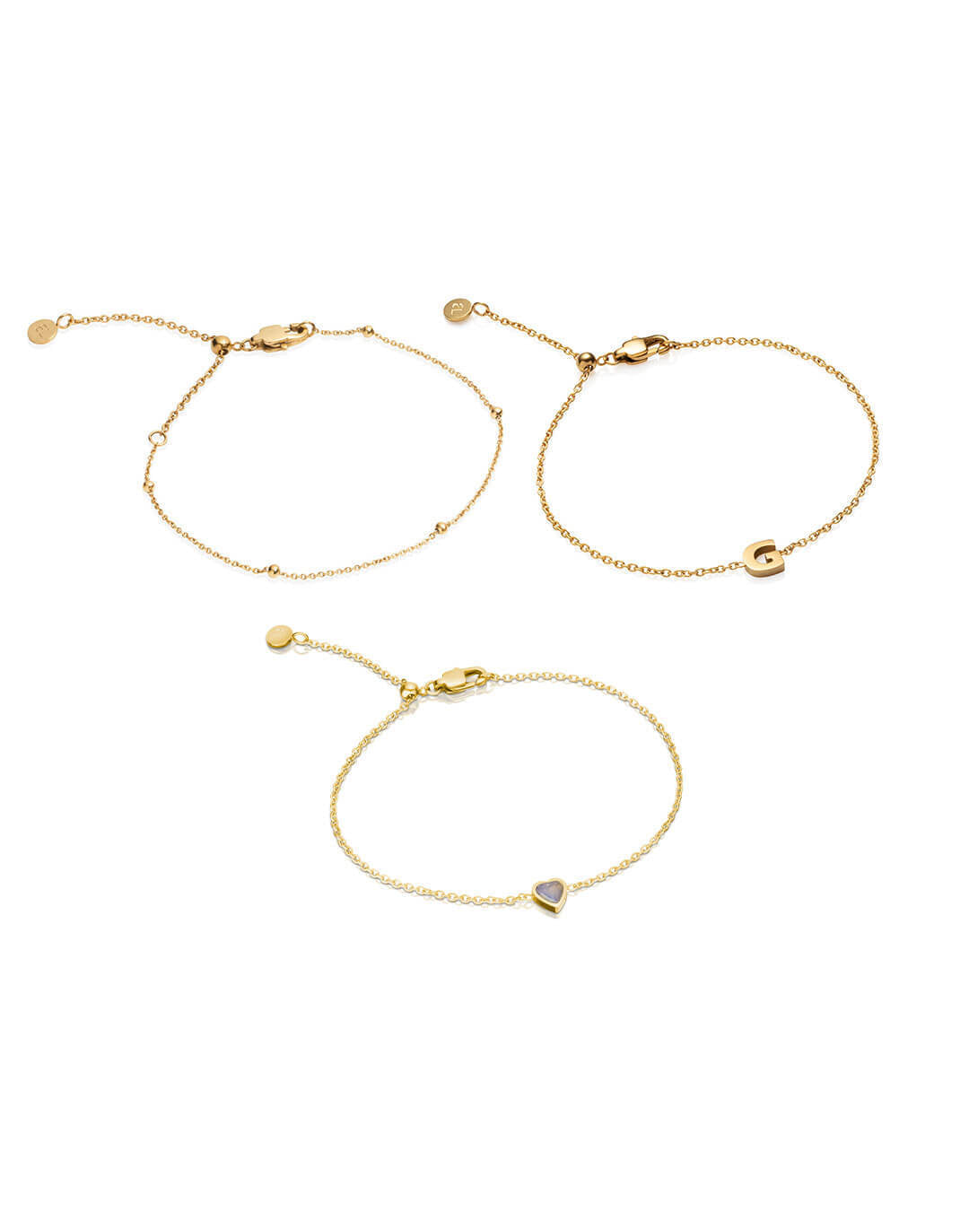 Birthstone & Little Luxe Letter Bracelet - Gold