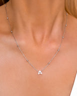 Mini Letter Sphere Chain Necklace (Silver)