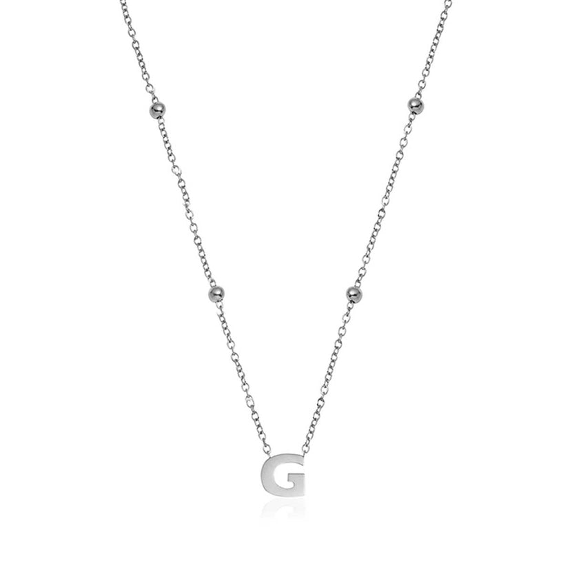 Mini Letter Sphere Necklace (Silver)