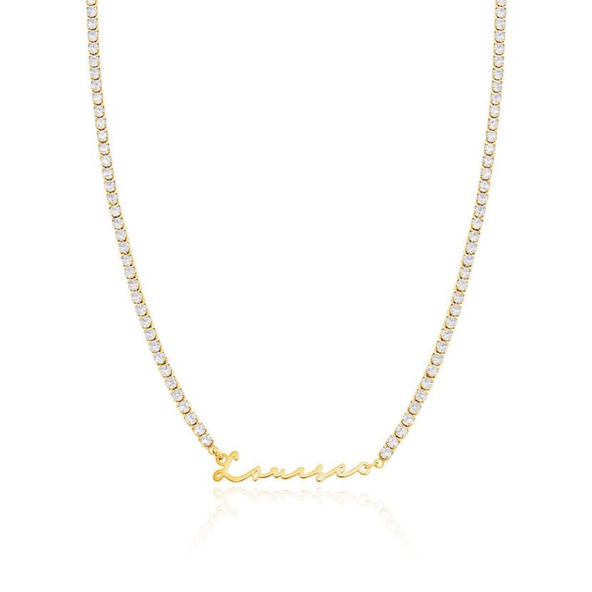Signature Name Tennis Necklace (Gold)
