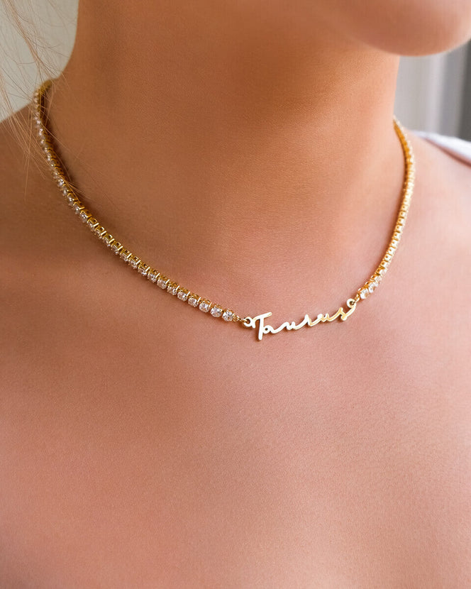 Signature Name Tennis Necklace (Gold)