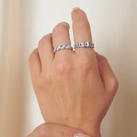 Crystal Link Chain Initial Ring (Silver)