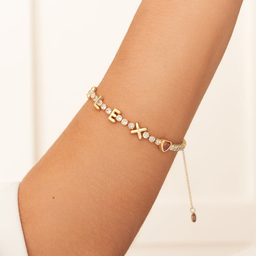 Crystal Fixed Charm Bracelet (Gold)
