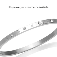 Custom Crystal Name Bangle (Silver)