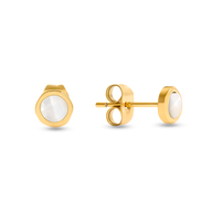 Mini White Quartz Stud Earrings (Gold)