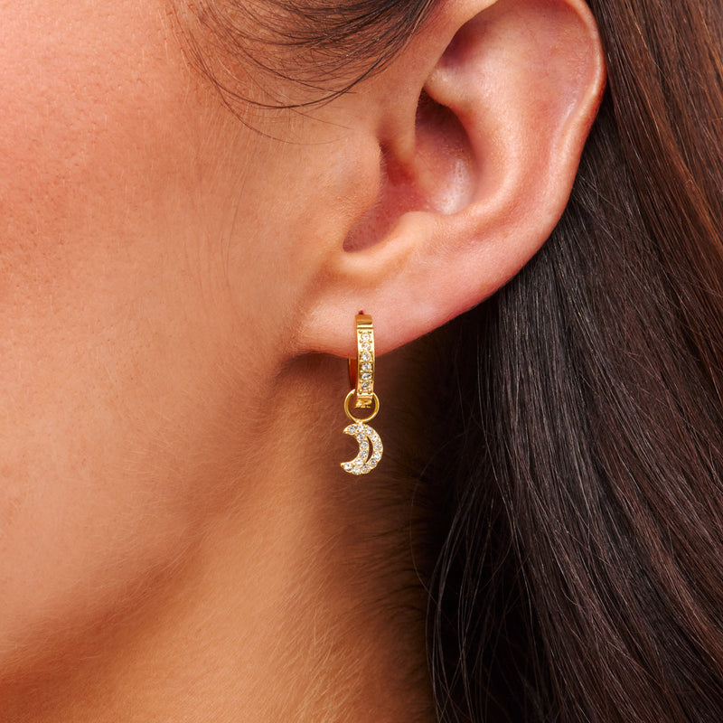 Moon and Back Moon Huggie Hoop Earrings (Gold)