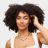 Blue Lace Agate Clover Custom Name Necklace (Gold)