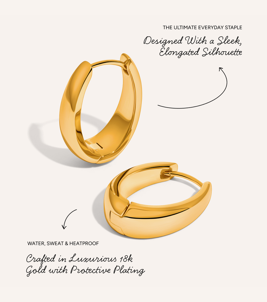 Oval Hoop Earrings (Gold)