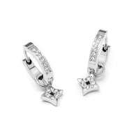 Moon and Back Star Huggie Earring Set (Silver)