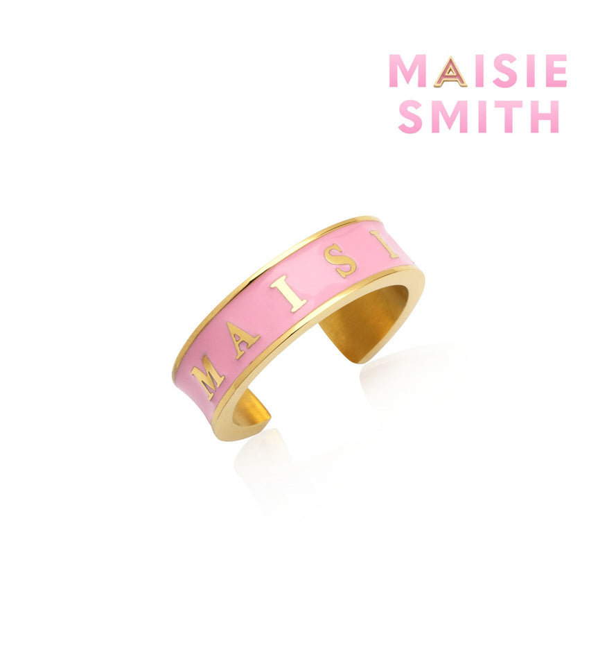 Custom Name Colour Enamel Ring (Gold)