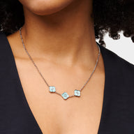 Amazonite Clover Custom Name Necklace (Silver)