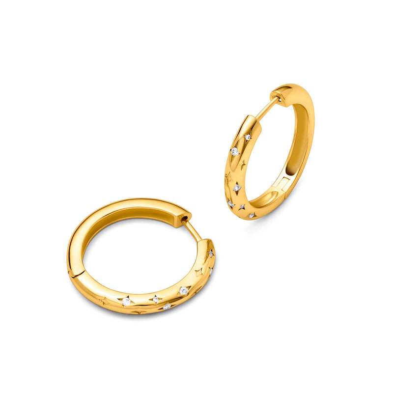 Moon and Back Hoop Earrings (Gold).- Worth £59