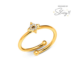 Moon and Back Star Ring (Gold)