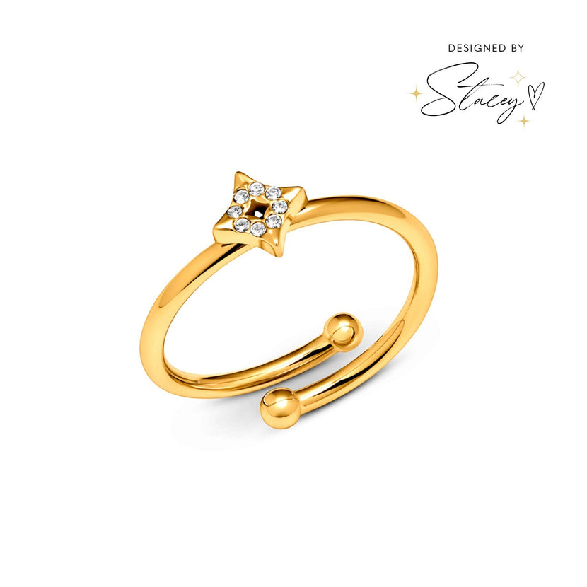 Moon and Back Star Ring (Gold)