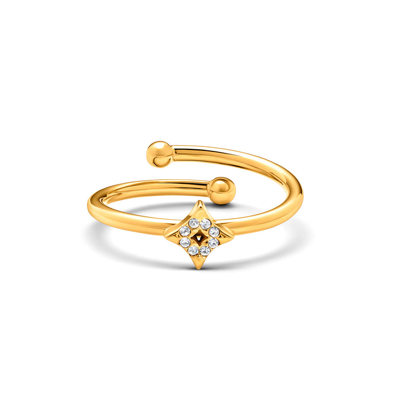 Moon and Back Star Ring (Gold)