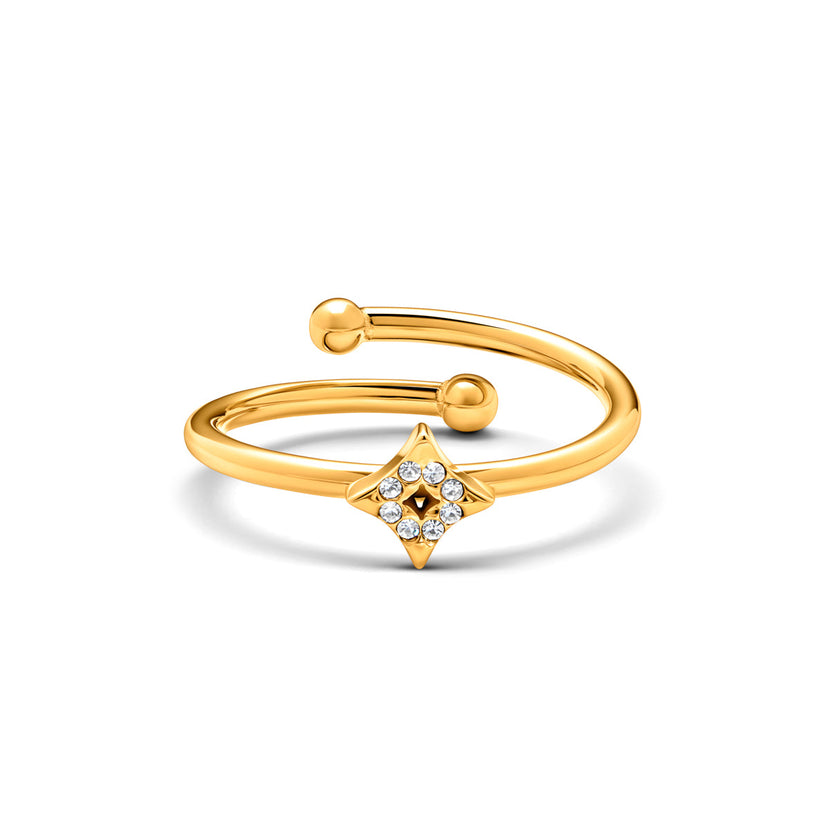 Moon and Back Star Ring (Gold)