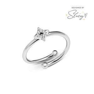 Moon and Back Star Ring (Silver)