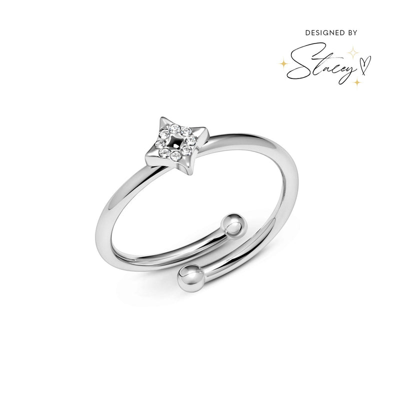 Moon and Back Star Ring (Silver)