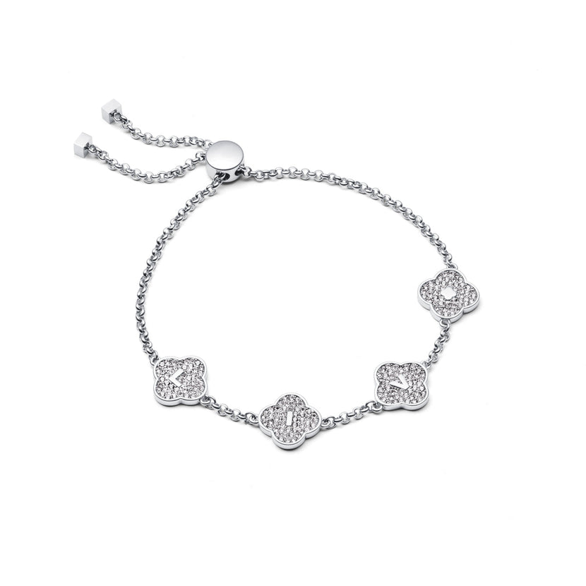 Shimmer Pavé Clover Bracelet (Silver)