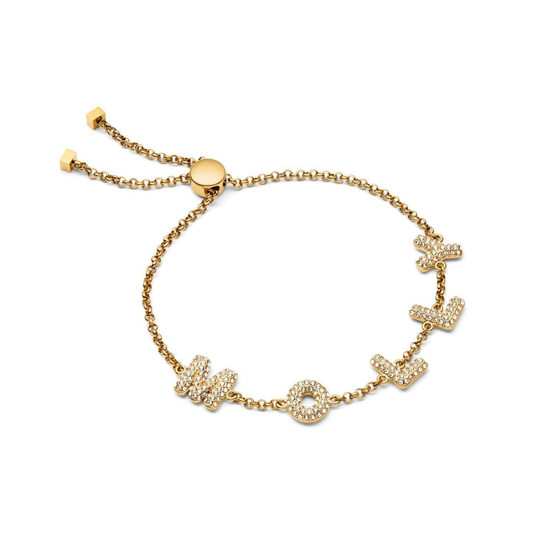 Spotlight Pavé Bubble Name Bracelet (Gold)
