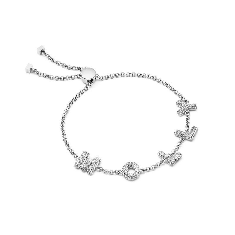 Spotlight Pavé Bubble Name Bracelet (Silver)
