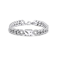 Pavé Initial Curb Bracelet (Silver)