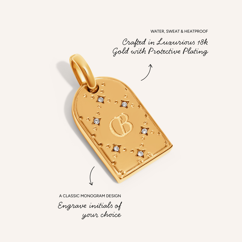 Monogram Double Initial Tag Necklace (Gold)