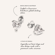 Heart Solitaire Stud Earrings 1ct (Silver)