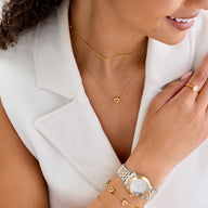 Floating Crystal Heart Necklace (Gold)