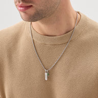 Men's Intersection Engravable Tag Necklace (Silver)