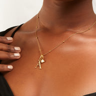 Personalised Initial & Droplet Birthstone Necklace - Gold