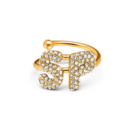 Spotlight Pavé Bubble Initial Ring (Gold)