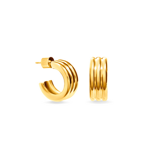 Triple Band Hoop Earrings (Gold)