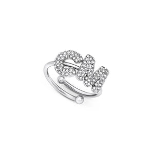 Spotlight Pavé Bubble Initial Ring (Silver)