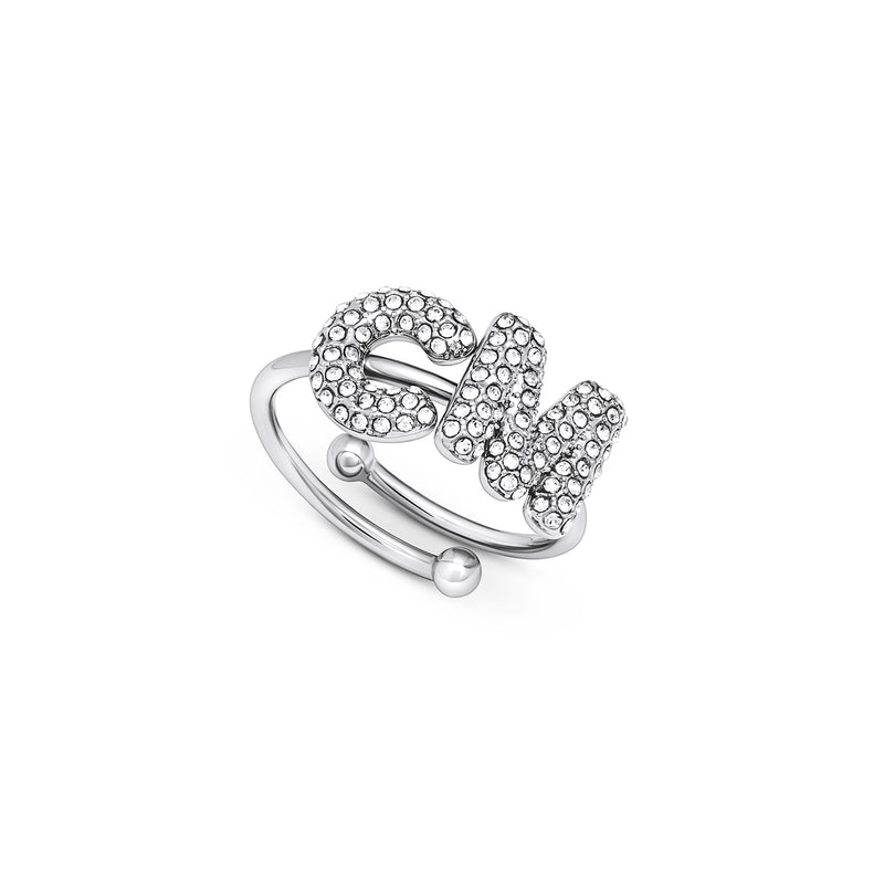 Spotlight Pavé Bubble Initial Ring (Silver)