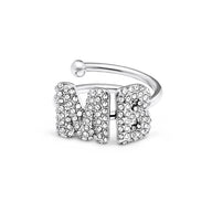 Spotlight Pave Bubble Initial Ring (Silver)