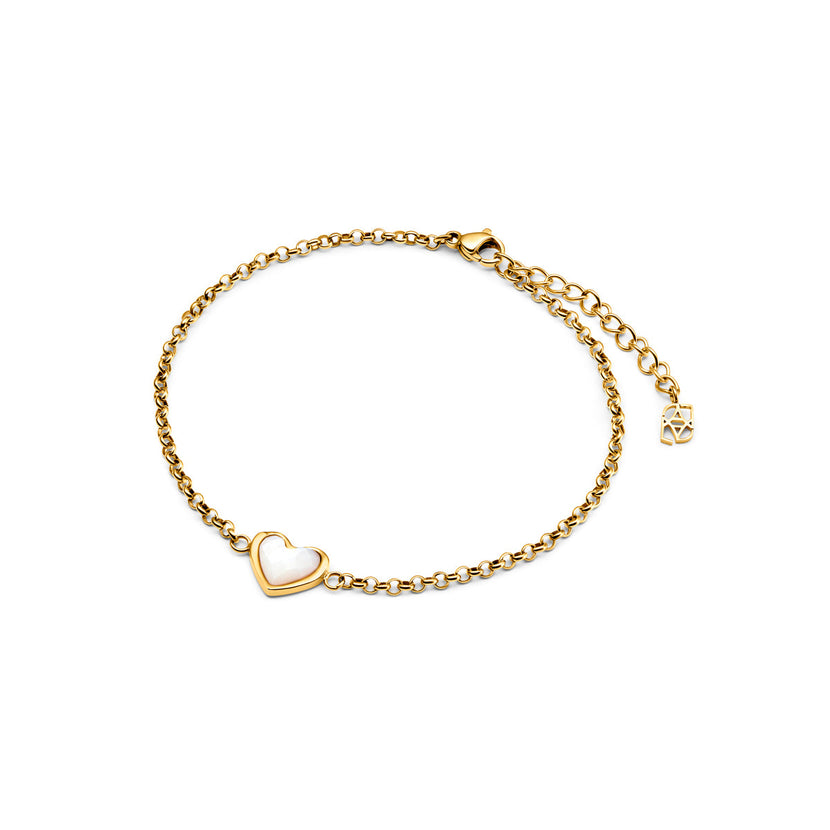 White Quartz Heart Bracelet (Gold) - Worth £69