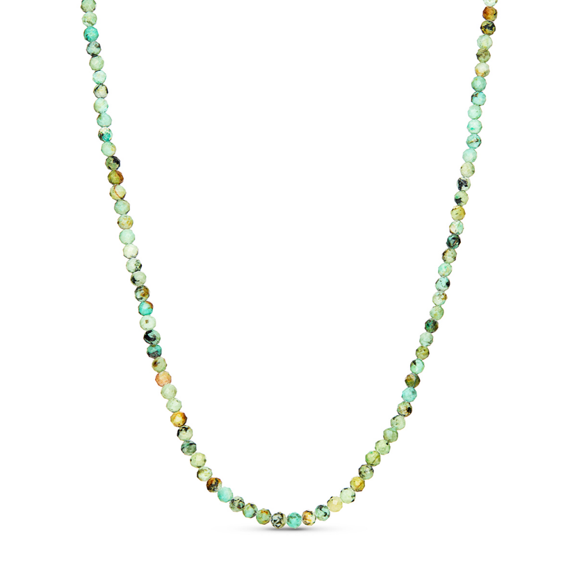 Layering Green Turquoise Beaded Necklace (Silver)