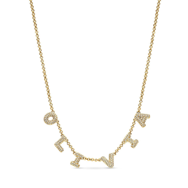 Spotlight Pavé Bubble Name Necklace (Gold)