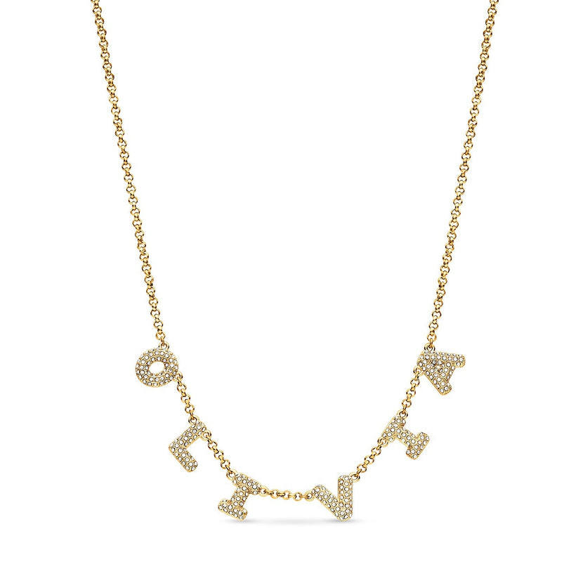 Spotlight Pavé Bubble Name Necklace (Gold)
