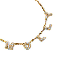 Spotlight Pavé Bubble Name Necklace (Gold)