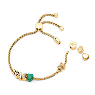 Moon and Back Star Bracelet Charm (Gold)