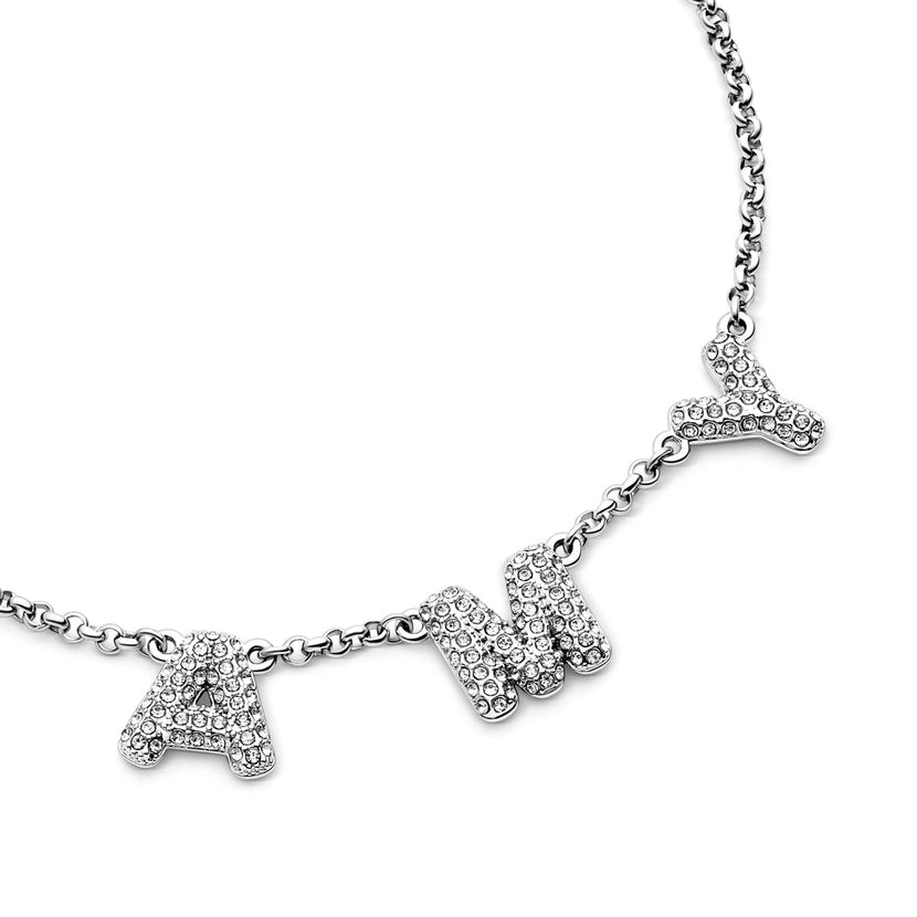 Spotlight Pave Bubble Name Necklace (Silver)
