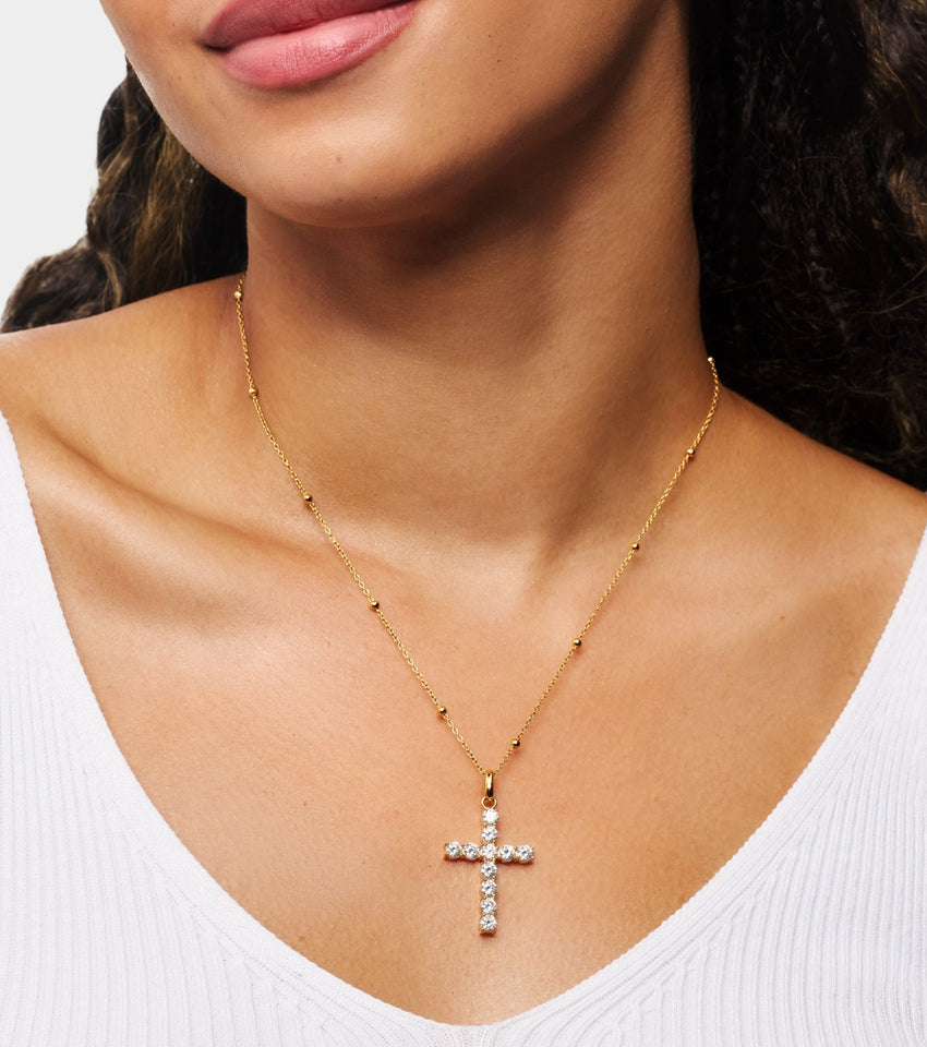 Kay Jewelers Yellow Gold Diamond Cross Necklace Womens 14k Gold