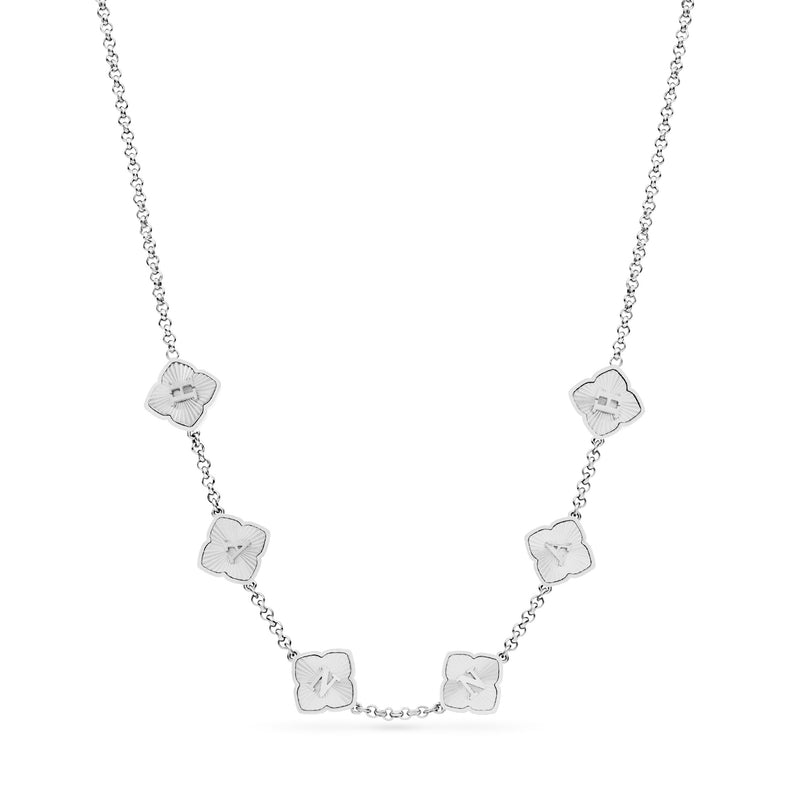 Textured Clover Custom Name Necklace (Silver)