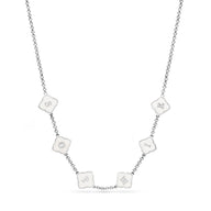 Pearl Clover Custom Name Necklace (Silver)