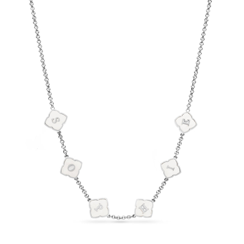 Pearl Clover Custom Name Necklace (Silver)