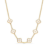 Pearl Clover Custom Name Necklace (Gold)