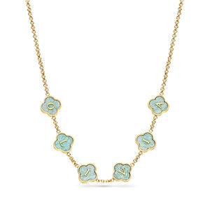 Amazonite Clover Custom Name Necklace (Gold)